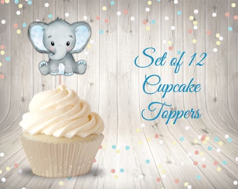 elephant themed baby shower cupcakes