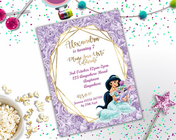 princess jasmine baby shower invitations