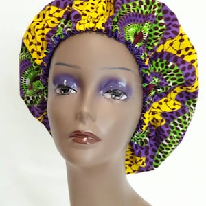 Ankara Schlaf Satin Gefüttert Bonnet| Afrikanischer Print Satin Gefüttert Haarhaube