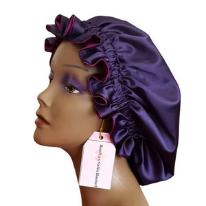 Satin Sleep Bonnet, Reversible Satin Bonnet |Ruffle Hair Bonnet,
