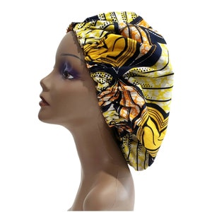 Ankara Print Satin Bonnet, African Print Satin Lined Bonnet