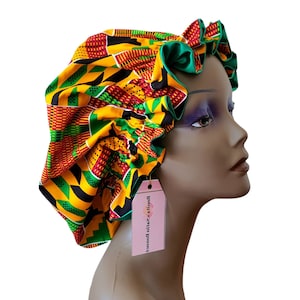 Afrikanischer Print Satin Gefüttert Haarhaube