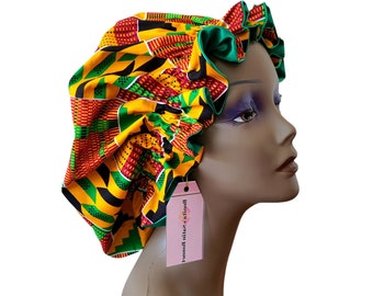 African Print Satin Lined Hair Bonnet