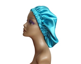 Reversible Satin Bonnet, Turquoise Satin Bonnet