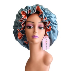 Reversible Ruffle Bonnet | Satin Hair Bonnet | Satin Sleep Bonnet