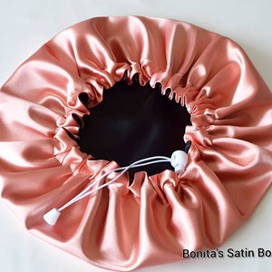 Satin Bonnet with Drawstring, Adjustable Satin Bonnet