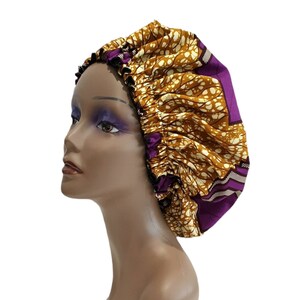 Große Ankara Satin Gefütterte Haarhaube| Afrikanischer Print Satin Bonnet