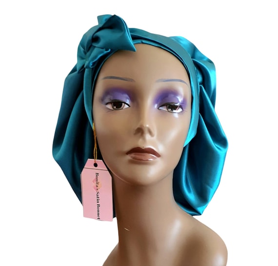AONAT Berretto da Notte Raso, Seta Cuffia per Capelli con Elastico a Banda Larga, Grande Cuffia da Notte, Dormire Cappello Protezione dei Capelli, Donna Cuffia Capelli Ricci Notte Bonnet
