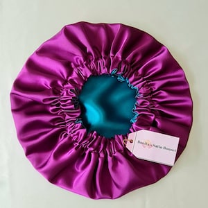 Touca de dormir personalizável| Touca de cabelo de cetim reversível