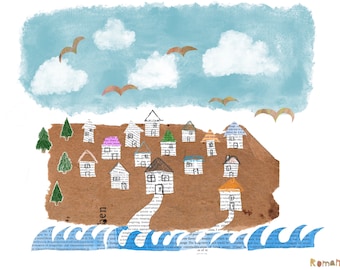 Falmouth, Cornwall art print poster.