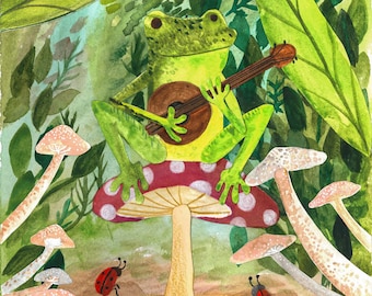 Banjo Frog Poster by Romany Rose