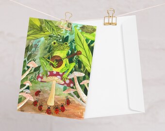 Banjo frog Original artwork Greeting card