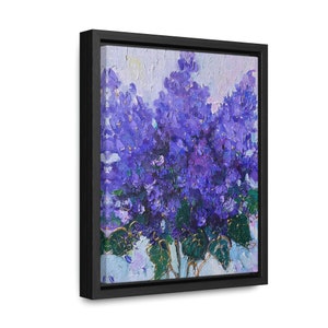 Lilac Painting Flower FRAMED Canvas Print Original Art Print Purple Flower Art Wall Art Lilac Original painting Floral Print Small Wall Art