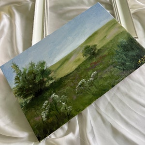 Summer Landscape Painting Countryside Original Art  field oil painting Landscape art Tree Art  Canvas Oil Painting Farmhouse Art