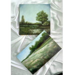 LANDSCAPE BUNDLE #1 Original Art Landscape Painting Summer Original Oil Art Countryside Painting Farm Oil Painting Minimalist Kitchen Art