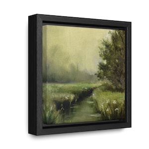 Neutral Landscape Painting FRAMED Canvas Print Original Art Tiny Oil Painting Countryside Small Painting Landscape Wall art mini  Kitchen