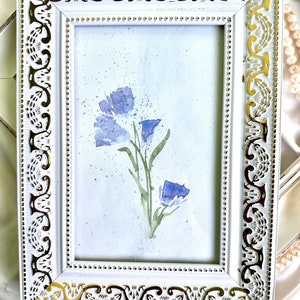 Purple flower painting Framed original art  floral wall art watercolor painting field flower wall art purple flower art botanical artwork