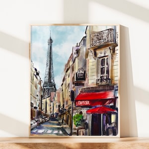 Paris Art Print cityscape Art Eiffel Tower Art Paris Streets Art Cityscape Print Paris cafe Art fine art print Watercolor Art  by Tamar