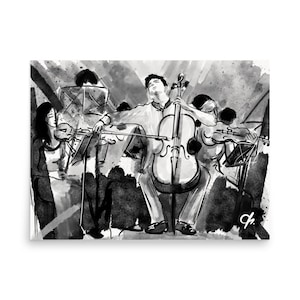 Musicians Art Print Black and White Art Gift for Musician Fine Art Print Orchestra Wall Art cello player Gift Violoncellist Artwork