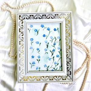 Forget -me -not watercolor painting Framed original art floral original painting floral wall art framed wall art country style art