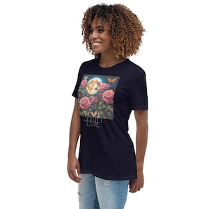 T-Shirt for Women Gift for Her Woman Clothes white T-shirt with Flowers Floral Print Clothes