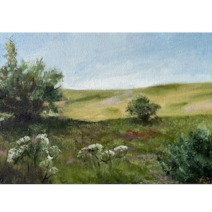 Summer Landscape Painting Original Art Countryside painting field oil painting Landscape art Tree Art  Canvas Oil Painting Vintage style