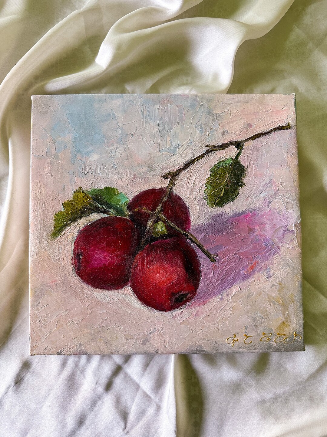 Apple Painting Fruit Original Art Kitchen Original Painting Oil