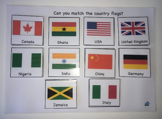 Flag Matching Game Country Flags Countries Game (Instant Download) 