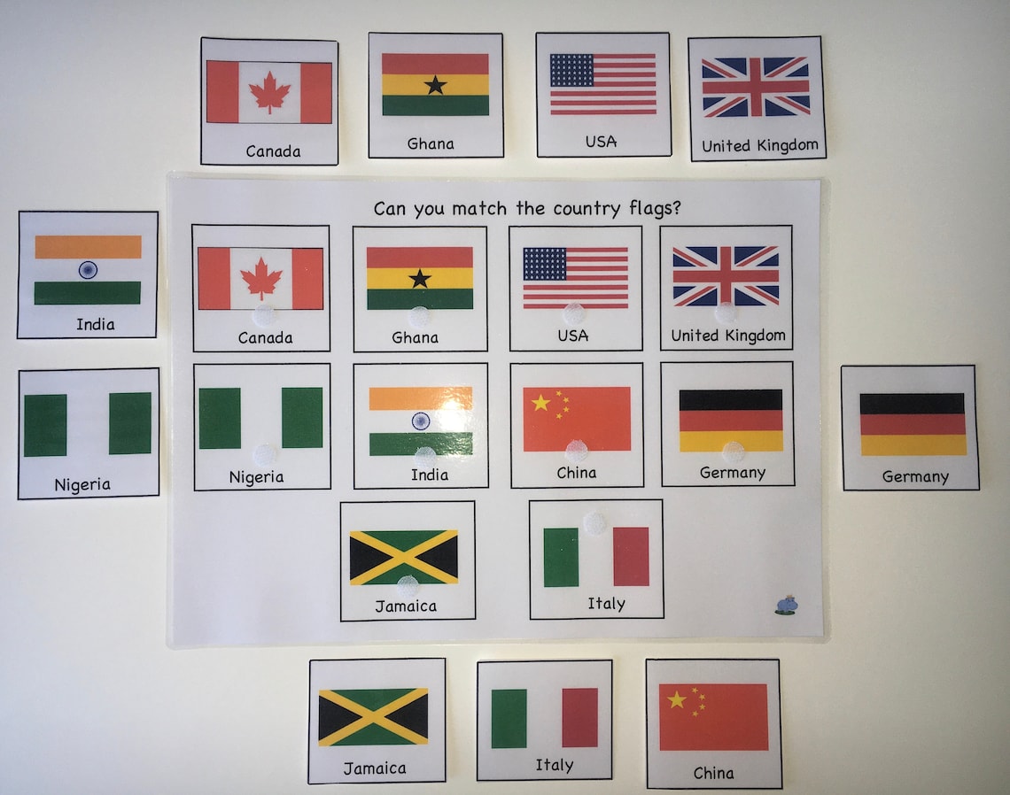 Flag matching game Country flags Countries game World Etsy