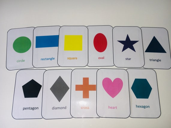 Shapes Colours Flash Cards Kids Toddlers Preschool Early Learning Resource EYFS 