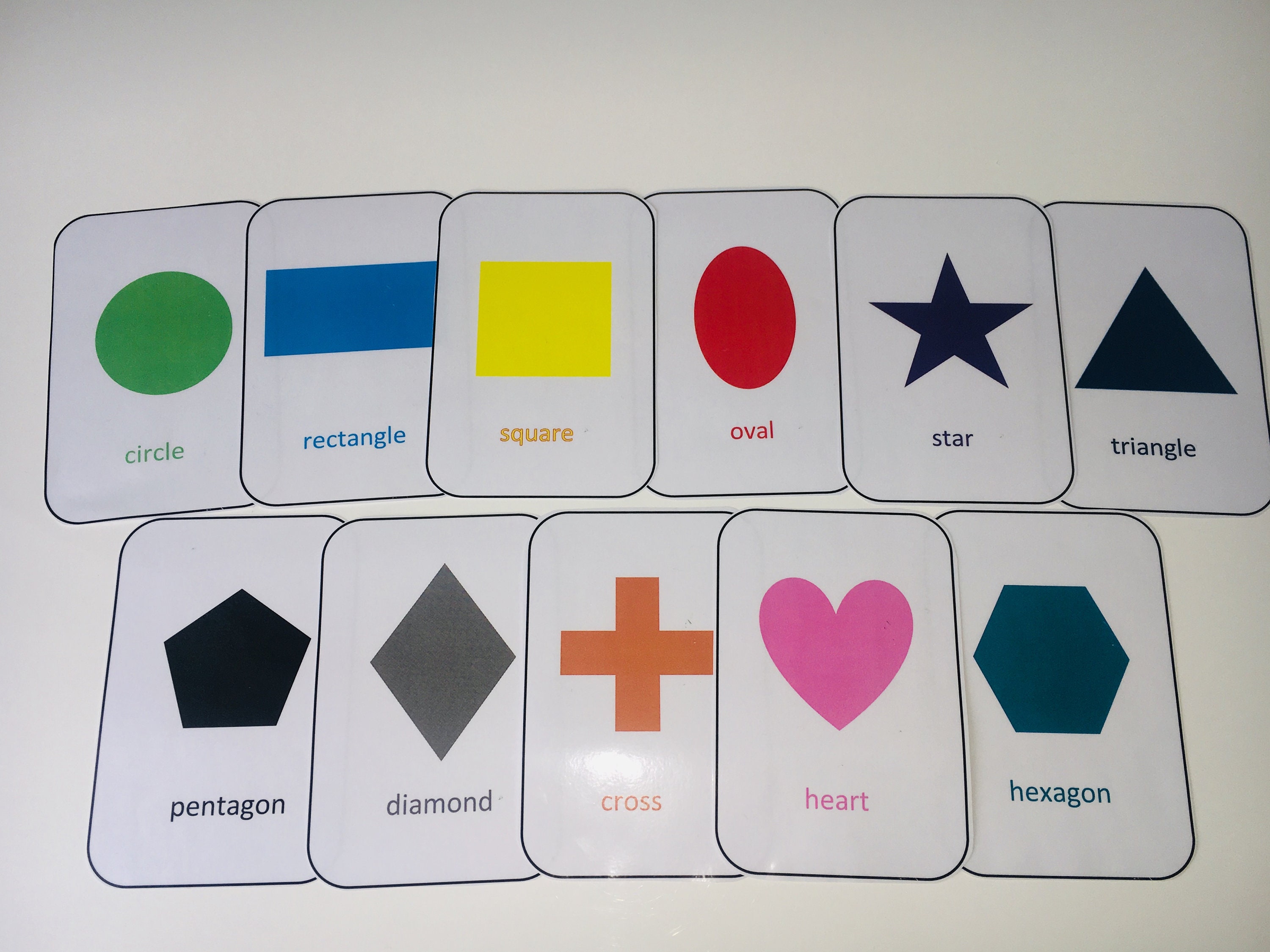 Learning & School Laminated Shape Flash Cards Toddler Preschool Pre-K