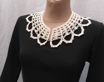 Peter Pan collar Detachable collar Vintage style gifts for her Crochet elegant white/off white/black/ecru lace necklace, Gift for wife