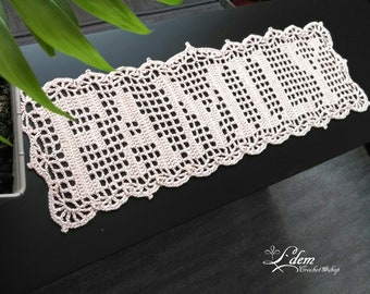 Personalized crochet name doily. Knitted custom family name, last name, letter, word. Wedding decor. Anniversary Birthday gifts