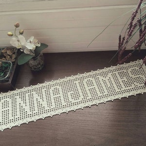 Personalized crochet name doily. Family name sign, last name, letter, word. Wedding gift, Anniversary, Engagement, Birthday gifts, Baby name