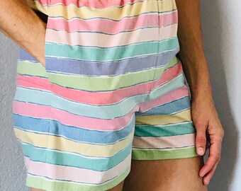 Elastic Waist Shorts: Colorful Stripe Sheets