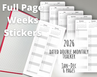 2026 Double Month Tracker Hobonichi Weeks Full Page Stickers