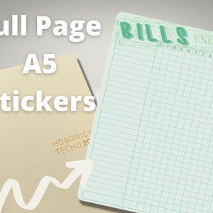 Full Page Bill Payment Tracker Sticker for Hobonichi Cousin and A5 Notebooks/Planners