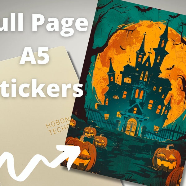 Haunted House Full Page Sticker for A5 Planners and Notebooks