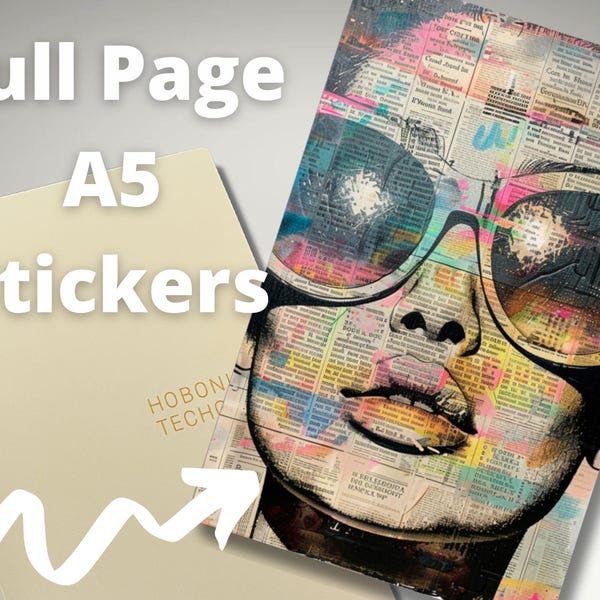 News Print Girl Full Page Sticker for A5 Planners and Notebooks