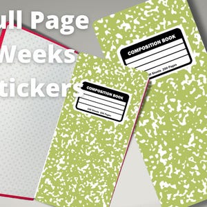 May include: Two composition notebooks with green covers and white speckled patterns. The covers have black labels that say "Composition Book" and "100 Sheets 200 Pages".