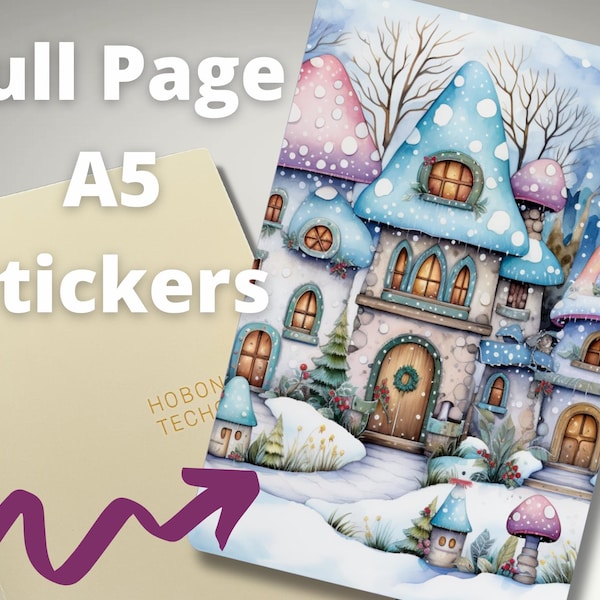 Winter Gnome House A5 Full Page Sticker