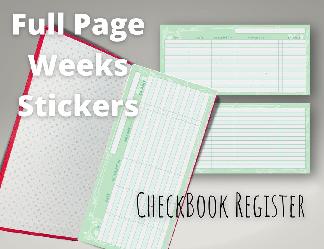 Full Page Checkbook Register Stickers for Hobonichi Weeks - Etsy