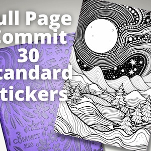 Stargazing Standard Sized Commit 30 Full Page Coloring Sticker