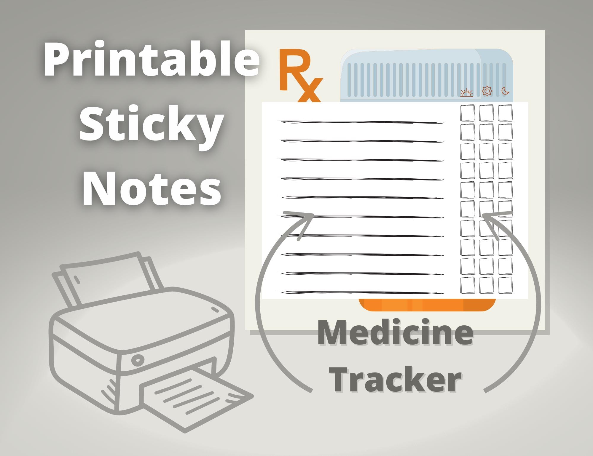 Sticky Note Med Prescription/medicine Tracker Printable Sticky Notes - Digital File - Etsy