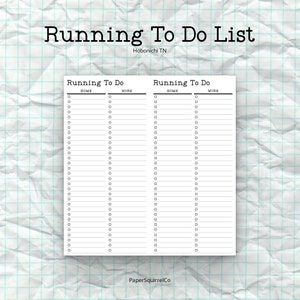Running To Do List TN Style insert for Hobonichi Weeks