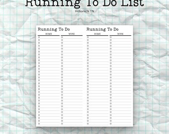 Running To Do List TN Style insert for Hobonichi Weeks