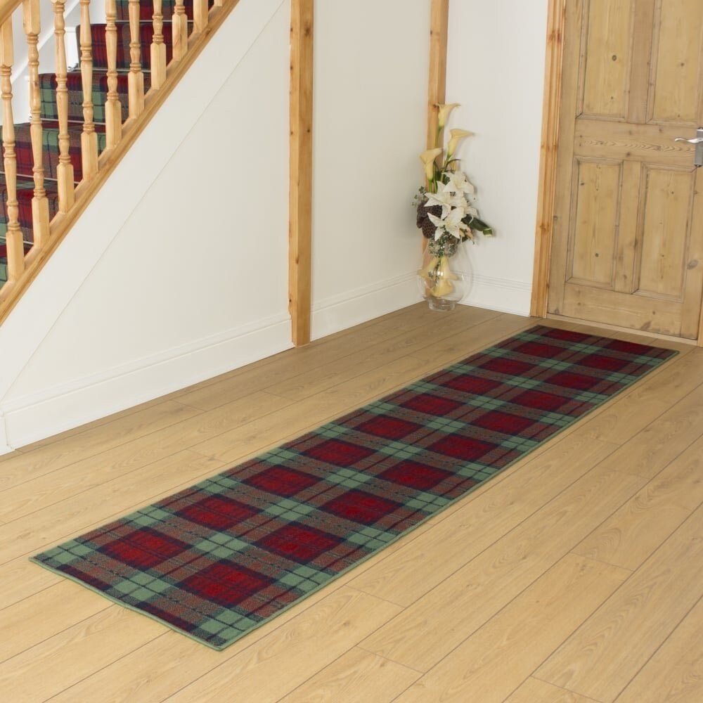 Tartan Red Green Hallway Carpet Runner Etsy