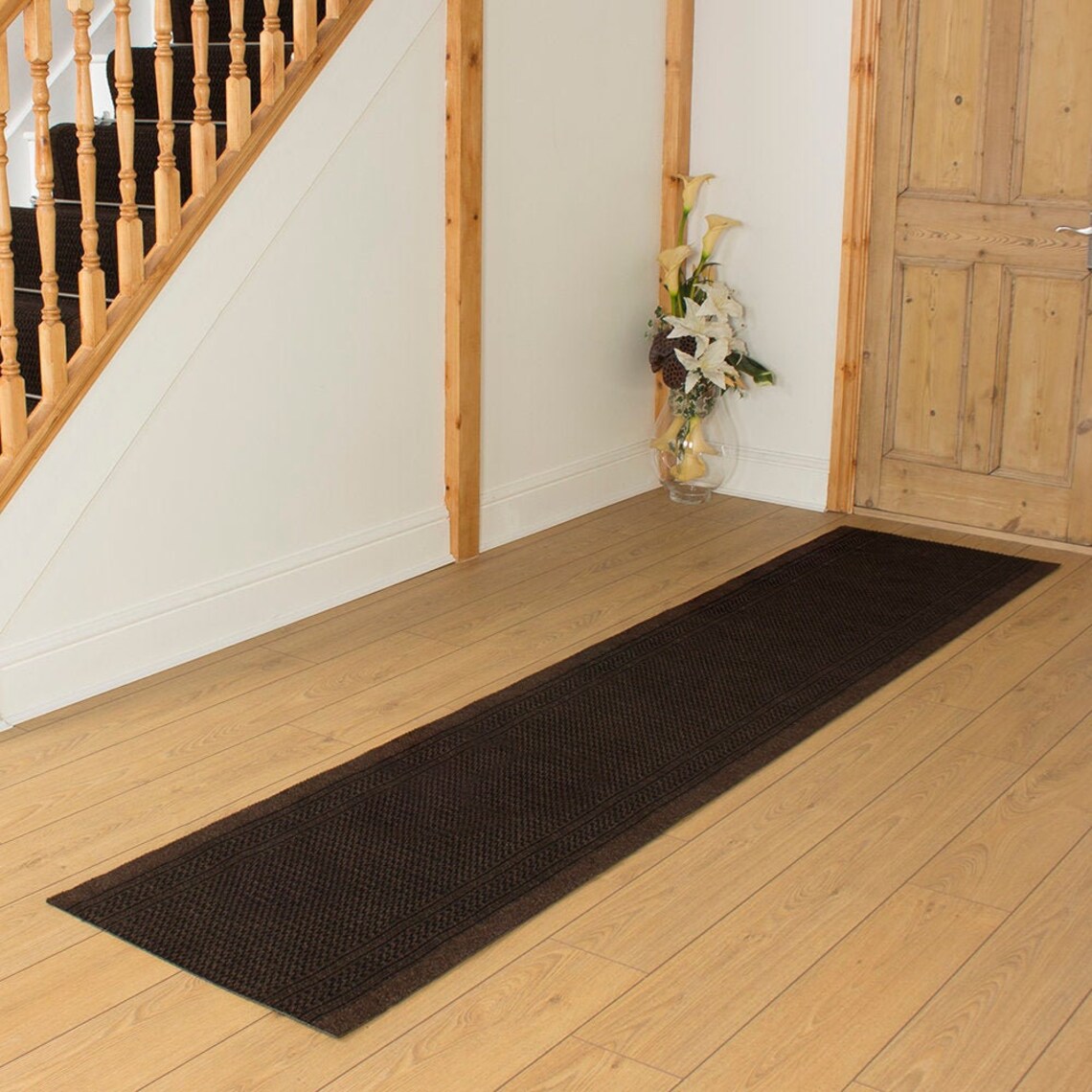 Aztec Dark Brown Hallway Carpet Runner Etsy