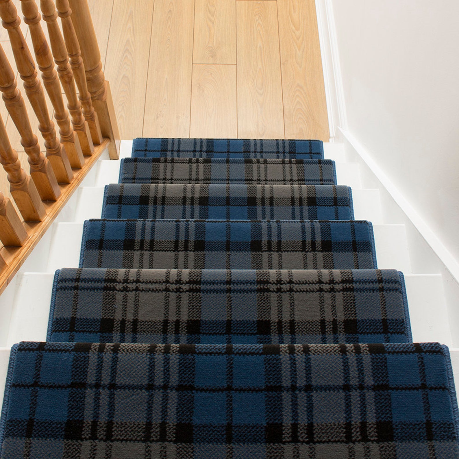 Tartan Blue Stair Carpet Runner Etsy UK