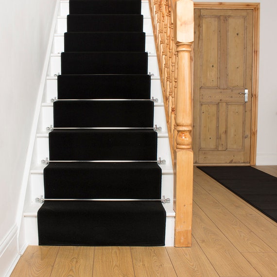 Plain Black Stair Carpet Runner Etsy